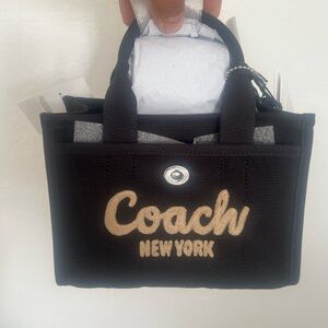 Coach New York Black Canvas Mini Tote with Gold Logo